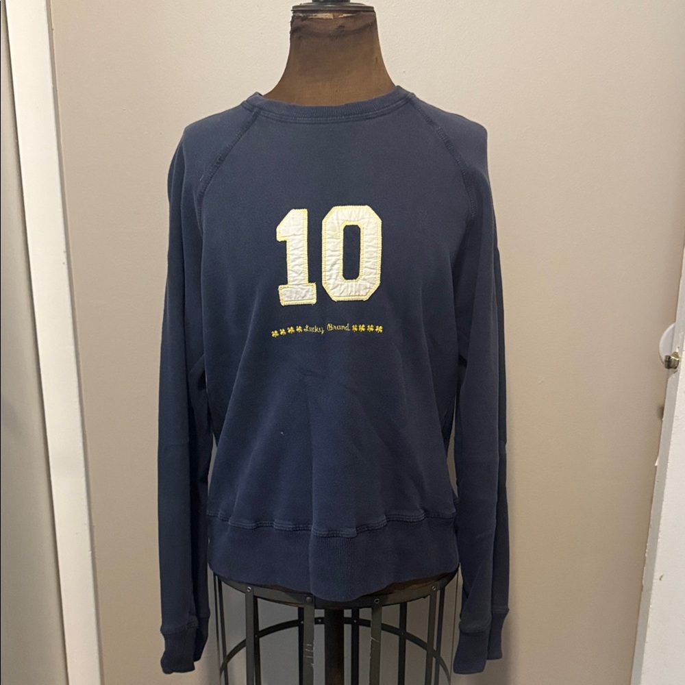 Lucky Brand Navy Blue Sweatshirt with Yellow Accents